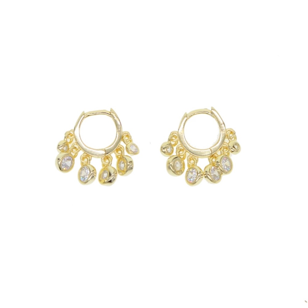 925 Silver Charming Tiny Cz Dangling Dot Earrings - image 4